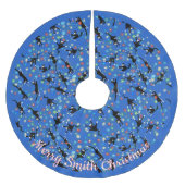 Funny Cats in Weihnachtslicht geklammert nach Maß Polyester Weihnachtsbaumdecke (Vorderseite)