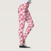 Funny Cats in Yoga Posen Positionen Muster rosa Leggings (Rechts)