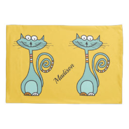 Funny Cats individuelle Name und Farbkissen Kissenbezug