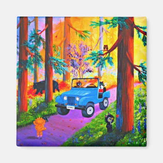 Funny Cats Jeep Creationarts Magnet (Vorne)
