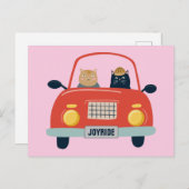 Funny Cats Joyrie in Cat Car Car Postcard Postkarte (Vorne/Hinten)