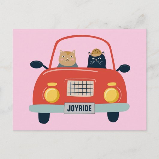 Funny Cats Joyrie in Cat Car Car Postcard Postkarte (Vorderseite)