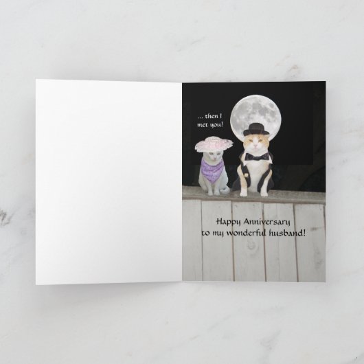 Funny Cats Jubiläum des Ehemanns Karte (Innenseite)