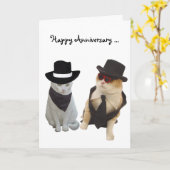 Funny Cats Jubiläum Karte (Gelbe Blume)