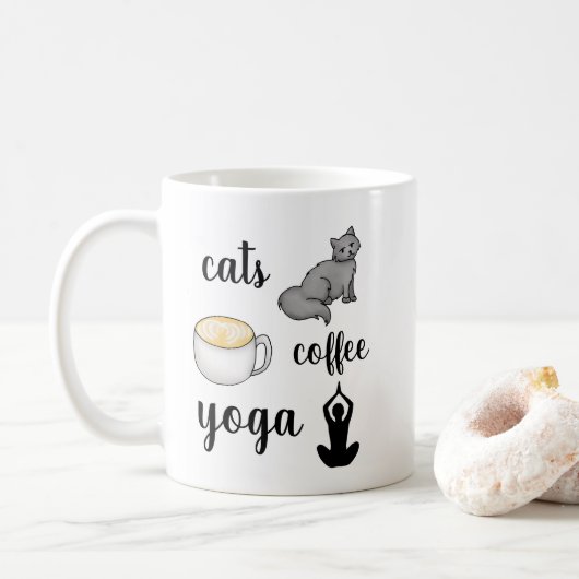 Funny Cats Kaffee Yoga Lover Kaffeetasse (Mit Donut)