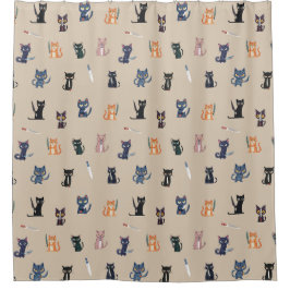 Funny Cats & Knives Duschvorhang