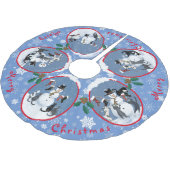 Funny Cats Meet Snowman Narrative Custom Polyester Weihnachtsbaumdecke (Schrägansicht)