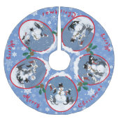 Funny Cats Meet Snowman Narrative Custom Polyester Weihnachtsbaumdecke (Vorderseite)