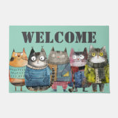 Funny Cats mit Bekleidung Willkommen Fußmatte (Vorderseite)