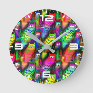 Funny Cats Muster-54578 Runde Wanduhr