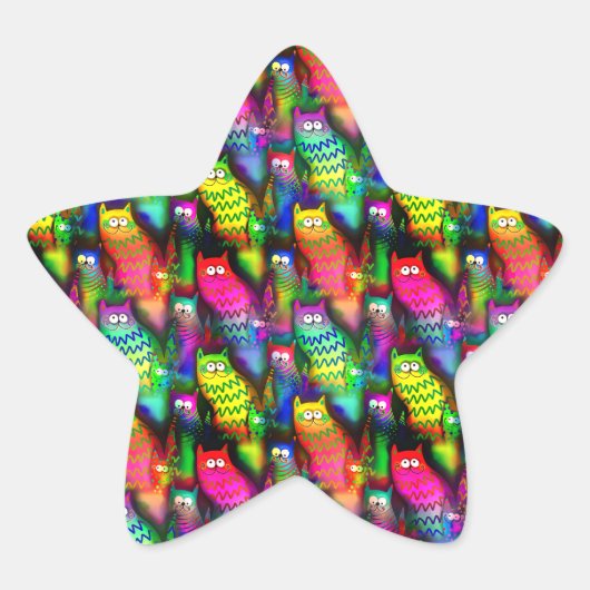 Funny Cats Muster-54578 Stern-Aufkleber (Vorderseite)