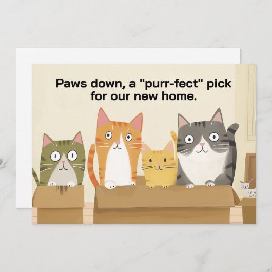 Funny Cats Neue Zuhause Moving Ankündigung (Vorne/Hinten)