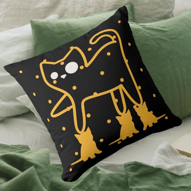 Funny Cats Niedlich Gold Black Personalisiert Kissen (Von Creator hochgeladen)