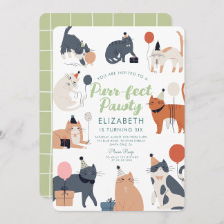 Funny Cats niedlich Purfect Geburtstagsparty Einladung