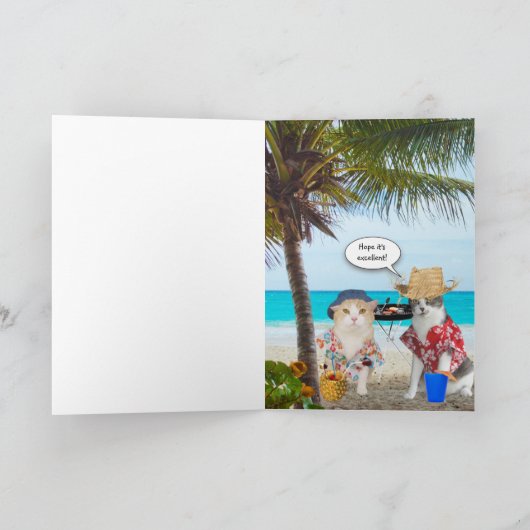 Funny Cats on Beach Karte (Innenseite)