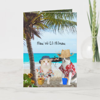 Funny Cats on Beach Karte