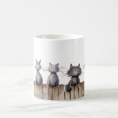 Funny Cats on Fence Niedlicher Tiere Haustiere Kaffeetasse (Mittel)