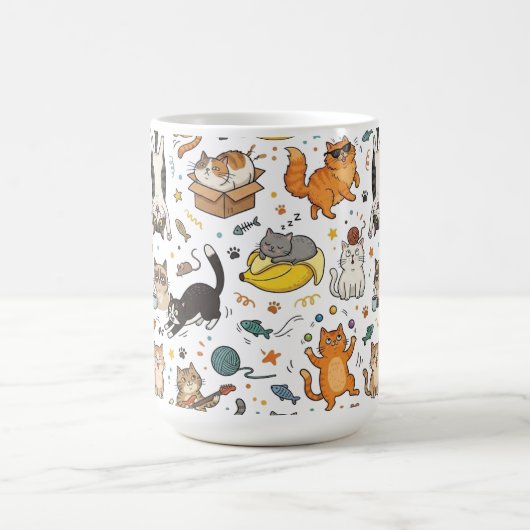 Funny Cats Pattern Mug For Cat Lovers Kaffeetasse (Mittel)
