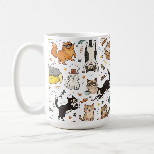 Funny Cats Pattern Mug For Cat Lovers Kaffeetasse (Links)