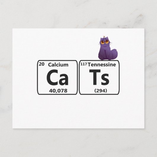 Funny Cats Periodische Tischelemente Funny Science Postkarte (Vorderseite)