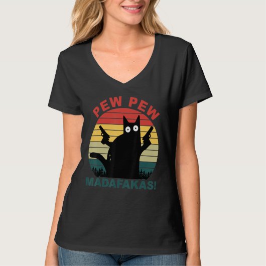 Funny Cats Pew Pew Madafakas Cat T-Shirt (Vorderseite)