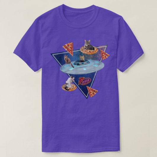 Funny Cats Pizza im Space T - Shirt (Design vorne)