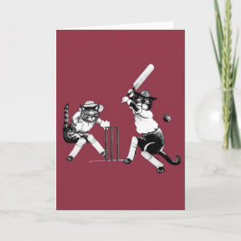 Funny Cats Playing Cricket Feiertagskarte