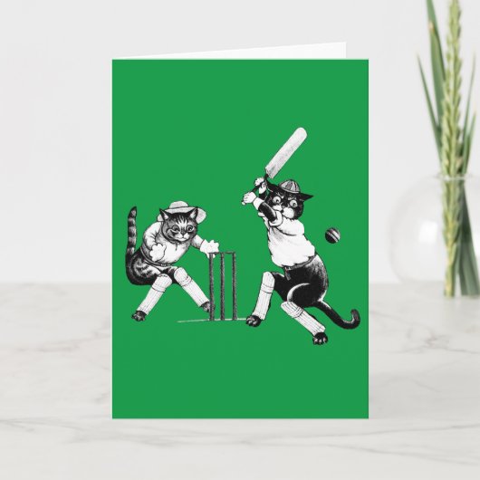 Funny Cats Playing Cricket Feiertagskarte (Vorderseite)