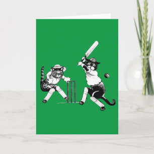 Funny Cats Playing Cricket Feiertagskarte