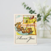 Funny Cats Playing on Playground Swing Danke Postkarte (Stehend Vorderseite)