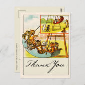 Funny Cats Playing on Playground Swing Danke Postkarte (Vorne/Hinten)