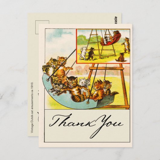 Funny Cats Playing on Playground Swing Danke Postkarte (Vorne/Hinten)