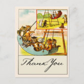Funny Cats Playing on Playground Swing Danke Postkarte (Vorderseite)