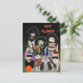 Funny Cats Prowling zu Halloween Postkarte (Stehend Vorderseite)