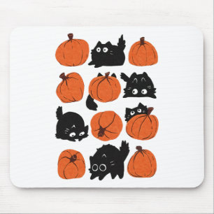 Funny Cats Retro Groovy Pumpkin Halloween Thanksgi Mousepad