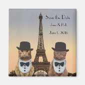 Funny Cats Save the Date Paris Wedding II Magnet (Vorne)