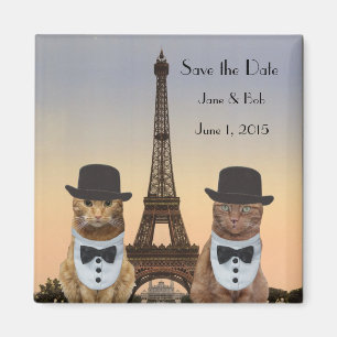 Funny Cats Save the Date Paris Wedding II Magnet