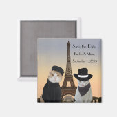 Funny Cats Save the Date Paris Wedding Magnet (Vorderseite/Rückseite)