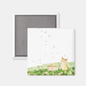 Funny Cats singen unter Kirschblüten Magnet (Vorderseite/Rückseite)