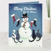 Funny Cats Snowman Chaos Custom Gift Bag Karte (Vorderseite)