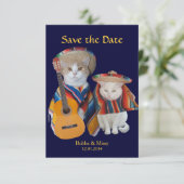 Funny Cats South of the Border Wedding Rettete den Save The Date (Stehend Vorderseite)