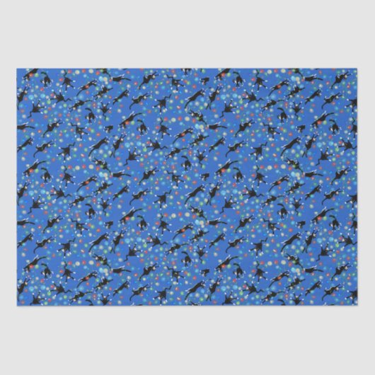 Funny Cats spielen in Weihnachtslicht Seidenpapier (Vorderseite)