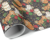 Funny Cats Tangled in Yarn Lights Christmas Geschenkpapier (Rolleneckpunkt)