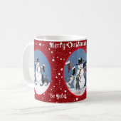 Funny Cats und Snowman Red Personalisiert Kaffeetasse (Vorderseite Links)