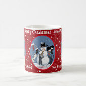 Funny Cats und Snowman Red Personalisiert Kaffeetasse (Mittel)
