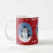 Funny Cats und Snowman Red Personalisiert Kaffeetasse (Links)