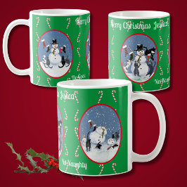 Funny Cats und Snowman Tale Personalisiert Kaffeetasse
