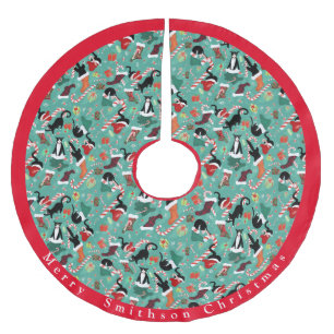 Funny Cats und Weihnachts-Strumpf Polyester Weihnachtsbaumdecke