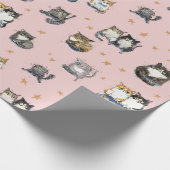Funny Cats unter den Sternen auf der rosa Katze ge Geschenkpapier (Ecke)