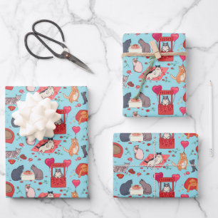 Funny Cats Valentine's Day Geschenkpapier Set